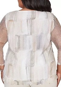 Plus Natural Wonder Brushstrokes Top