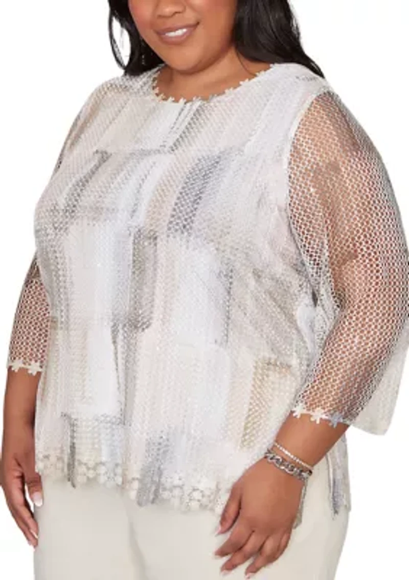 Plus Natural Wonder Brushstrokes Top