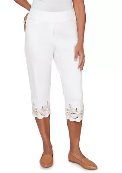 Petite Natural Wonder Leaf Cut Out Capri Pants