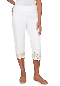 Petite Natural Wonder Leaf Cut Out Capri Pants