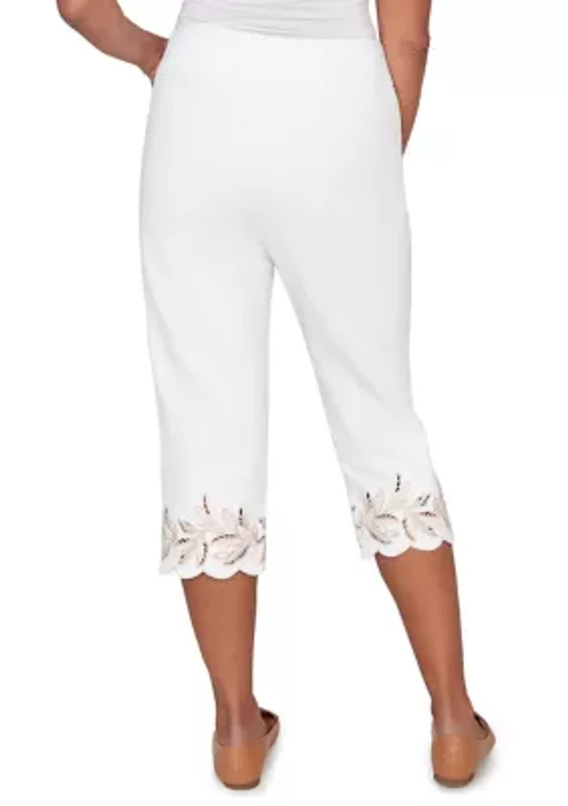 Petite Natural Wonder Leaf Cut Out Capri Pants