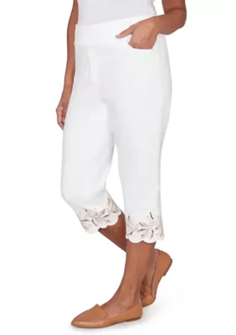 Petite Natural Wonder Leaf Cut Out Capri Pants