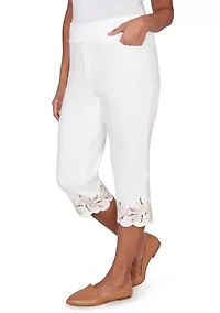 Petite Natural Wonder Leaf Cut Out Capri Pants
