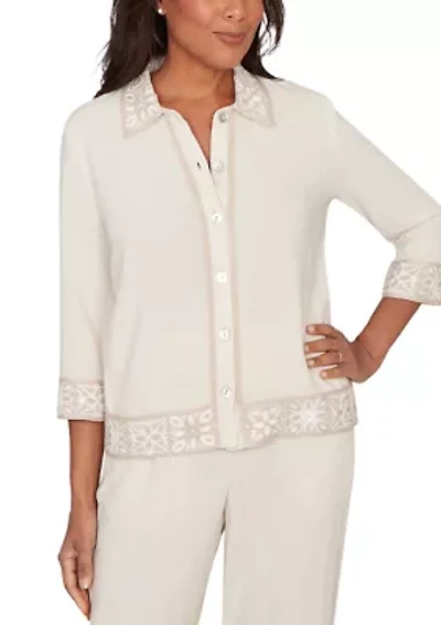 Petite Natural Wonder Crochet Trim Jacket