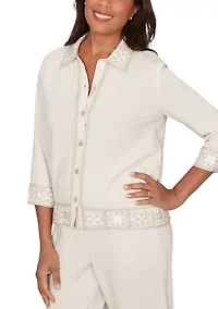 Petite Natural Wonder Crochet Trim Jacket