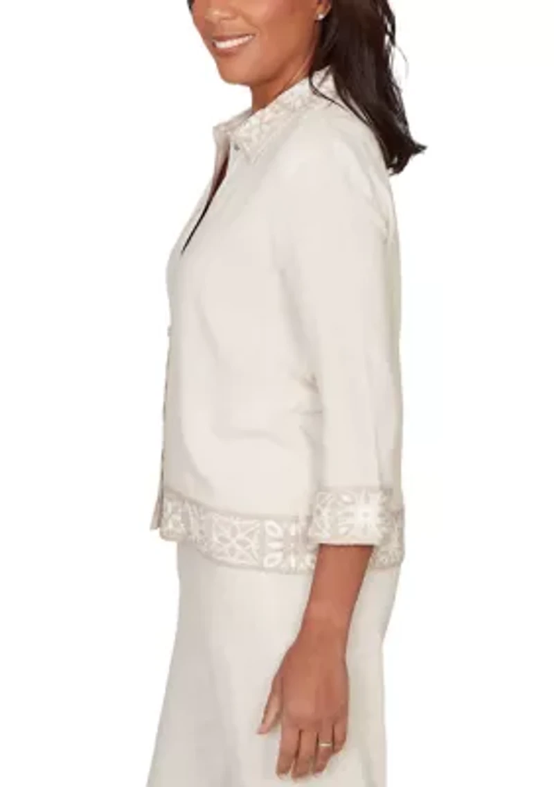 Petite Natural Wonder Crochet Trim Jacket
