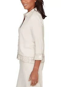 Petite Natural Wonder Crochet Trim Jacket