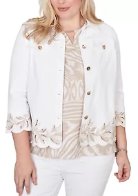 Petite Natural Wonder Leaf Cut Out Shirt Jacket