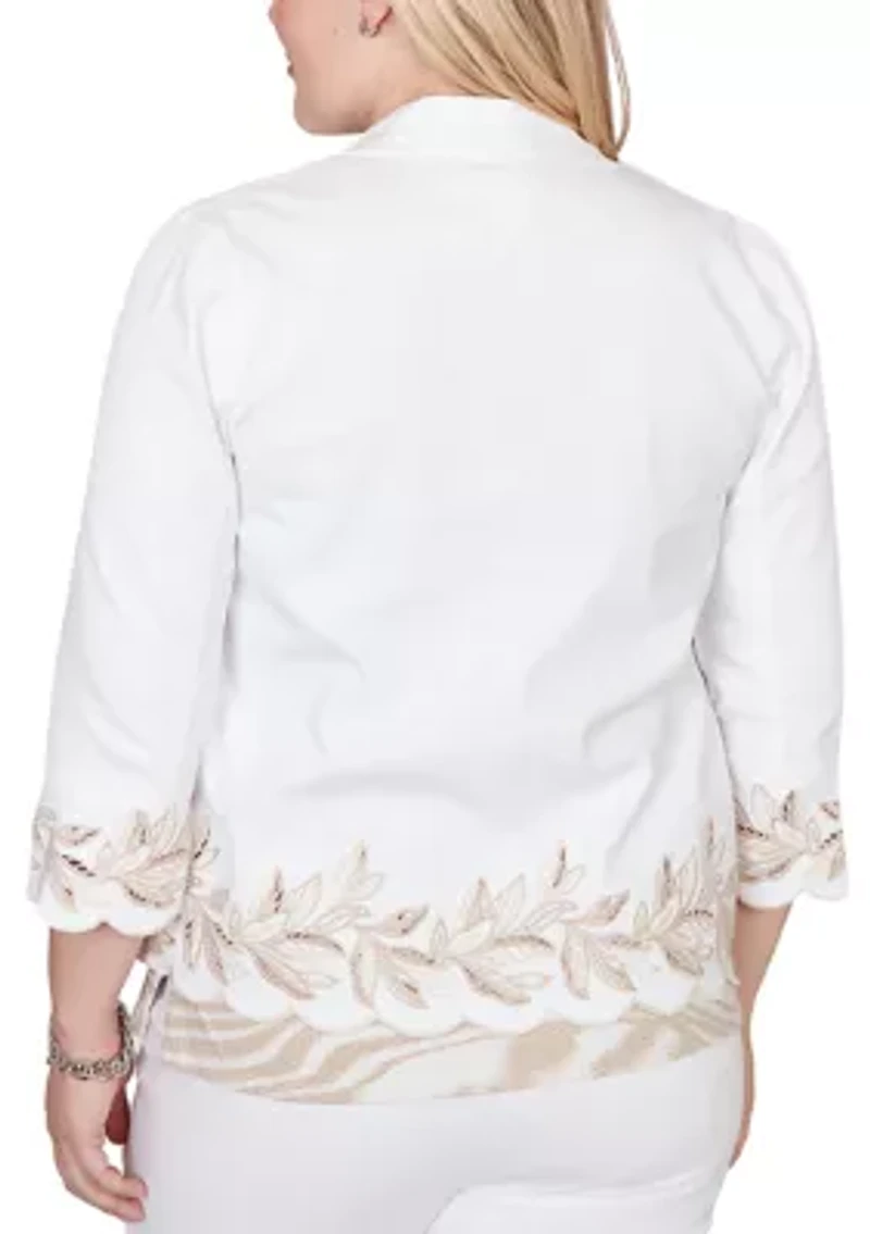 Petite Natural Wonder Leaf Cut Out Shirt Jacket