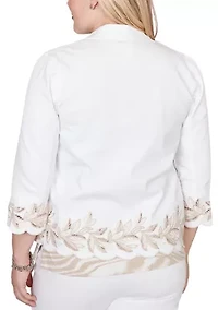 Petite Natural Wonder Leaf Cut Out Shirt Jacket