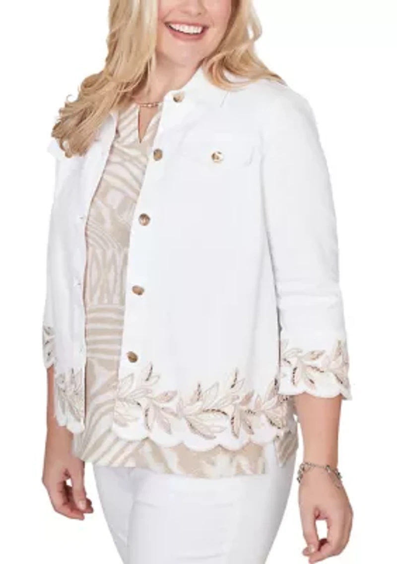 Petite Natural Wonder Leaf Cut Out Shirt Jacket