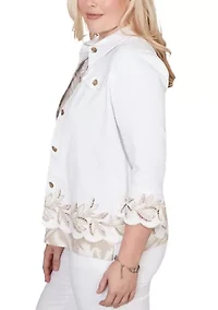Petite Natural Wonder Leaf Cut Out Shirt Jacket