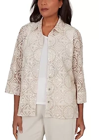 Petite Natural Wonder Medallion Sequin Two For One Top