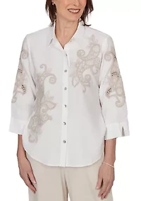 Petite Natural Wonder Soutache Scroll Shirt