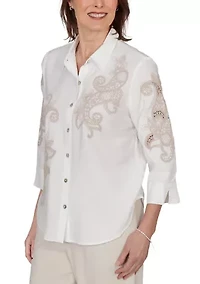Petite Natural Wonder Soutache Scroll Shirt