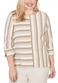 Petite Natural Wonder Spliced Stripe Top
