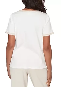 Petite Natural Wonder Crochet Pocket T-Shirt