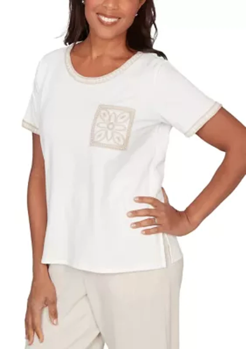 Petite Natural Wonder Crochet Pocket T-Shirt