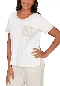 Petite Natural Wonder Crochet Pocket T-Shirt