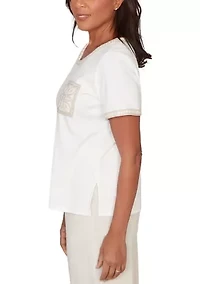 Petite Natural Wonder Crochet Pocket T-Shirt