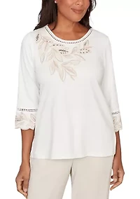 Petite Natural Wonder Leaf Yoke Top