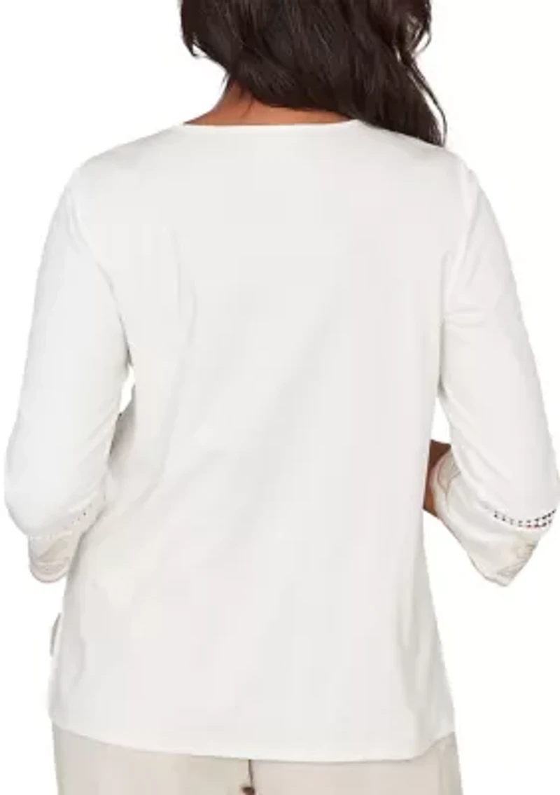 Petite Natural Wonder Leaf Yoke Top