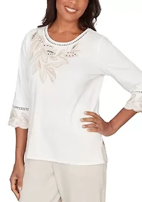 Petite Natural Wonder Leaf Yoke Top