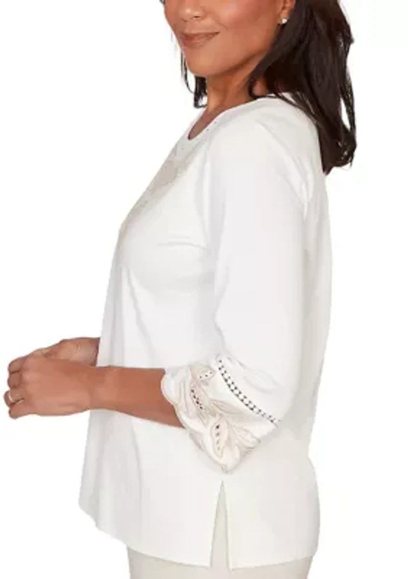 Petite Natural Wonder Leaf Yoke Top