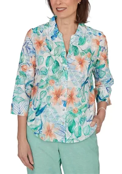 Women's Tropical Eyelet Top