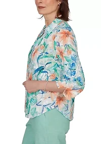 Women's Tropical Eyelet Top