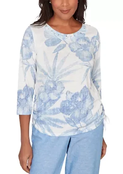 Petite Caribbean Blues Monotone Drama Tropical Top