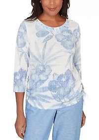 Petite Caribbean Blues Monotone Drama Tropical Top