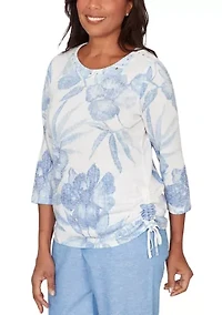Petite Caribbean Blues Monotone Drama Tropical Top