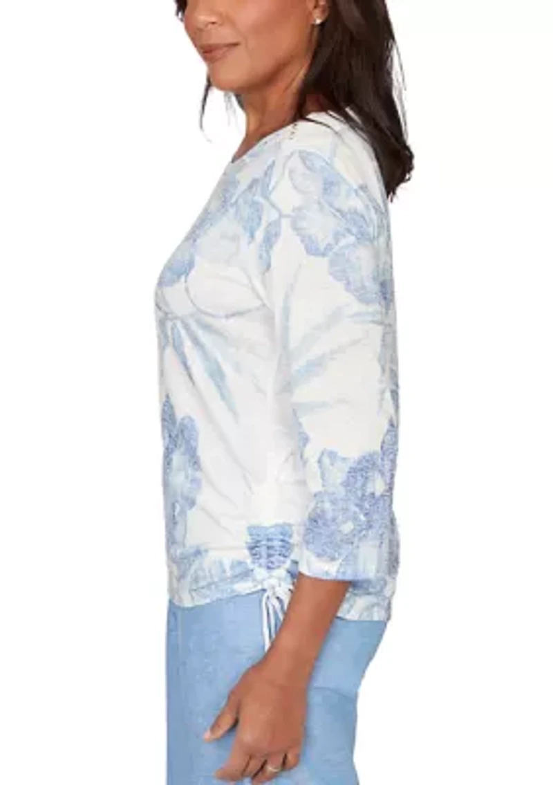 Petite Caribbean Blues Monotone Drama Tropical Top