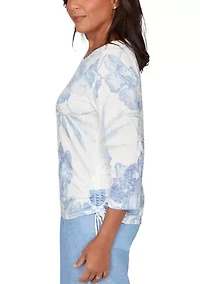 Petite Caribbean Blues Monotone Drama Tropical Top