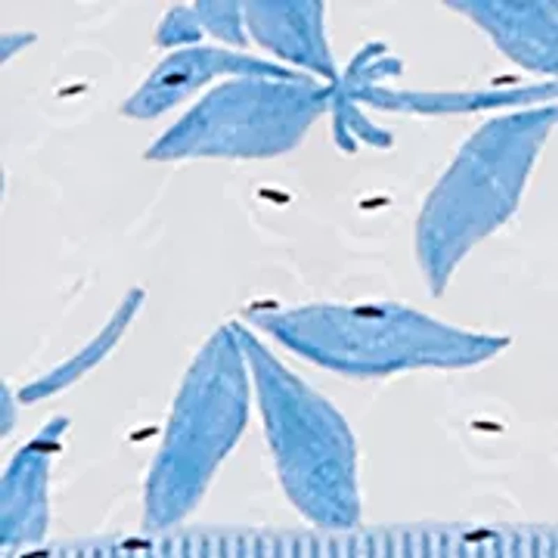 Petite Caribbean Blues Patchwork Scroll Eyelet Top