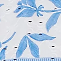 Petite Caribbean Blues Patchwork Scroll Eyelet Top