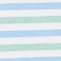 Petite Caribbean Blues Stripe with Flowers Top