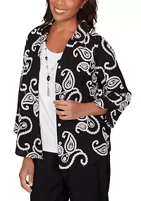 Women's Crowd Pleaser Paisley Embroidered Two One Shirt