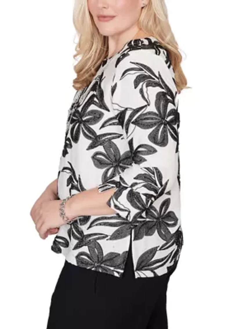 Women's Crowd Pleaser Flower Embroidered Top