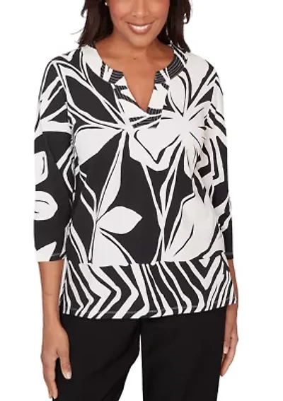 Women's Crowd Pleaser Abstract Drama Floral Top