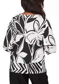 Women's Crowd Pleaser Abstract Drama Floral Top