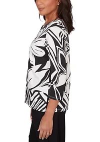 Women's Crowd Pleaser Abstract Drama Floral Top