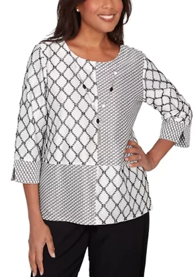 Women's Crowd Pleaser Diamond Texture Spliced Top