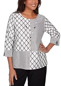 Women's Crowd Pleaser Diamond Texture Spliced Top