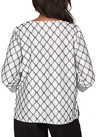 Women's Crowd Pleaser Diamond Texture Spliced Top