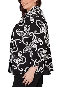 Plus Crowd Pleaser Paisley Embroidered Two-In-One Top