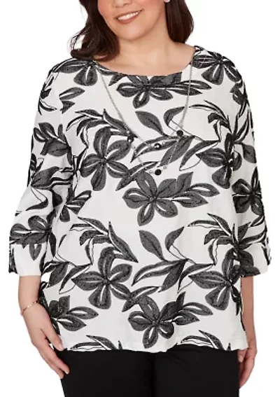 Plus Crowd Pleaser Flower Embroidered Top