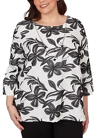 Plus Crowd Pleaser Flower Embroidered Top