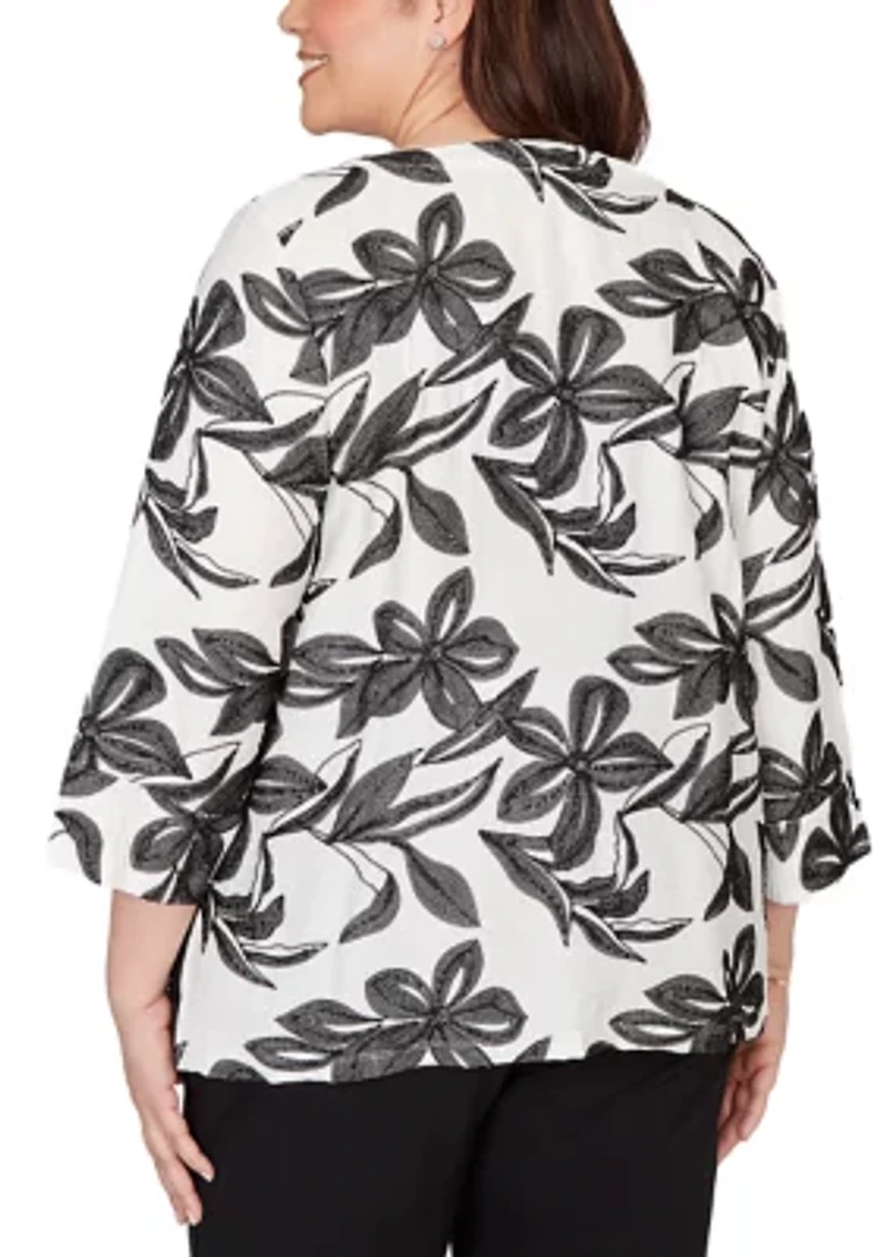 Plus Crowd Pleaser Flower Embroidered Top
